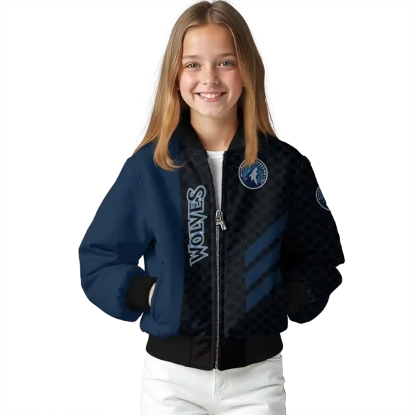 minnesota timberwolves triple side stripes midnight blue black bomber jacket top rated