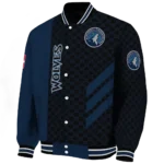 minnesota timberwolves triple side stripes midnight blue black varsity jacket best selling.webp