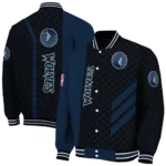 minnesota timberwolves triple side stripes midnight blue black varsity jacket best selling.webp
