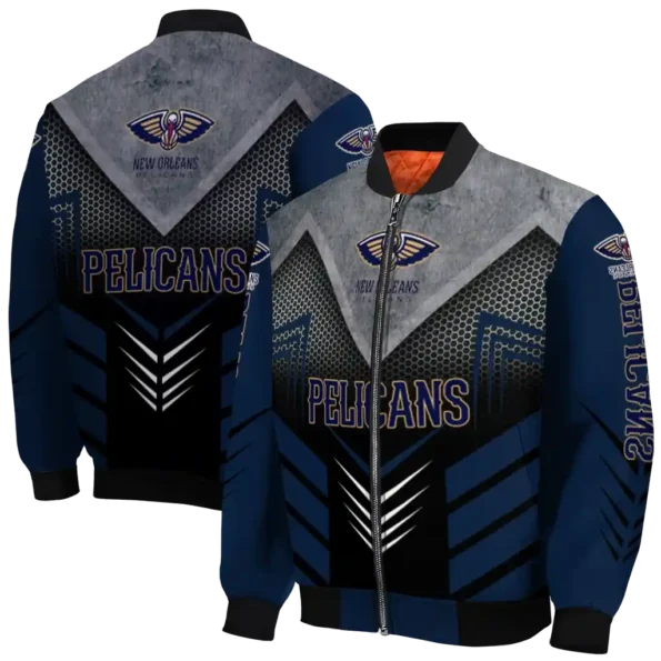 new orleans pelicans arrow layer navy black bomber jacket fashion forward