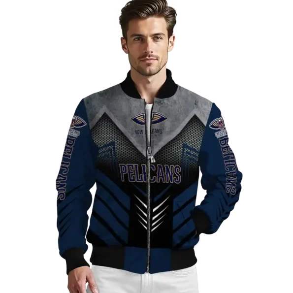 new orleans pelicans arrow layer navy black bomber jacket high quality