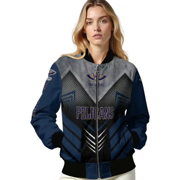new orleans pelicans arrow layer navy black bomber jacket latest model