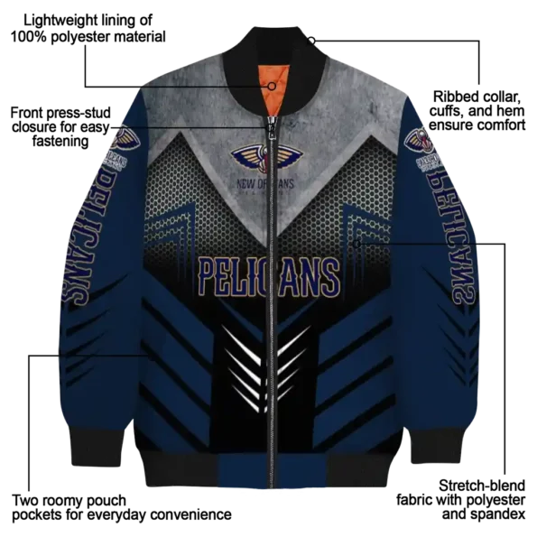 new orleans pelicans arrow layer navy black bomber jacket new arrival