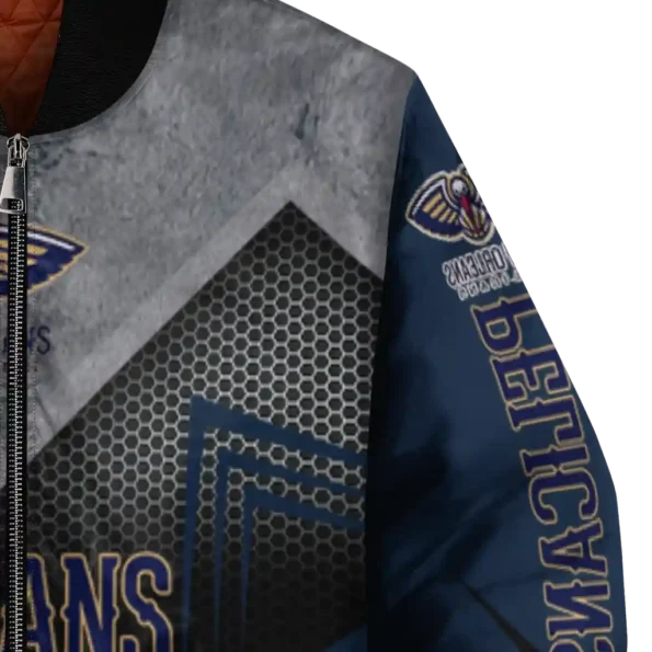 new orleans pelicans arrow layer navy black bomber jacket premium grade