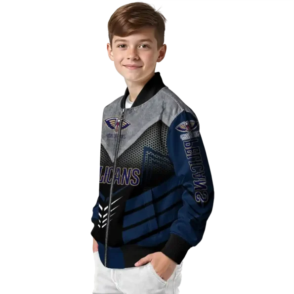 new orleans pelicans arrow layer navy black bomber jacket trendy