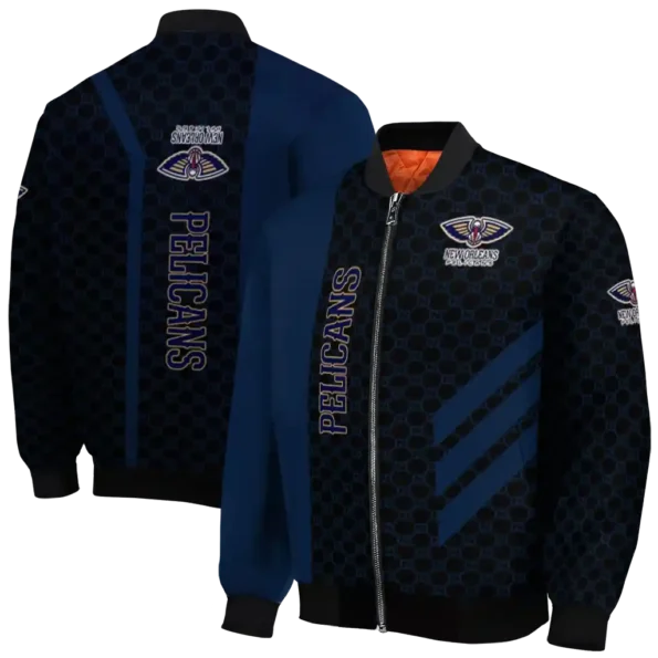 new orleans pelicans triple side stripes navy black bomber jacket fashion forward