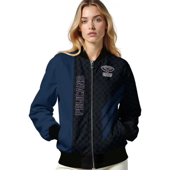 new orleans pelicans triple side stripes navy black bomber jacket latest model