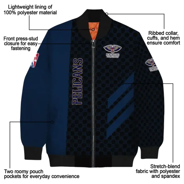 new orleans pelicans triple side stripes navy black bomber jacket new arrival
