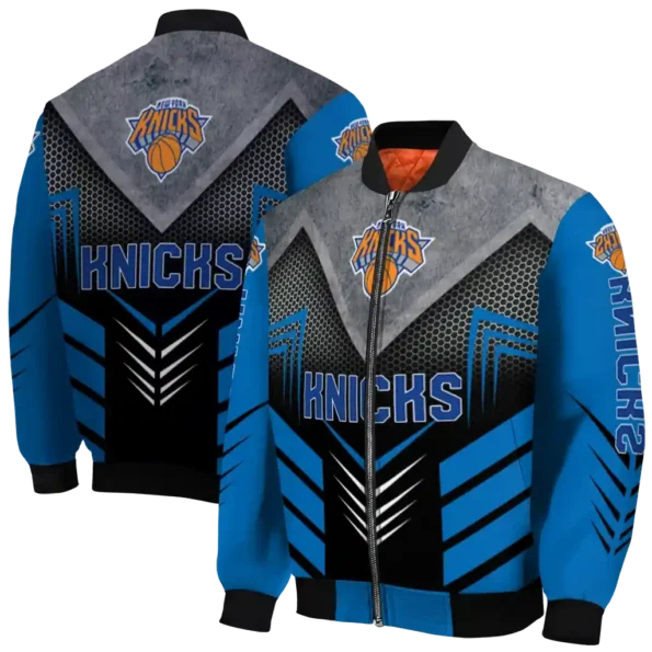 new york knicks arrow layer blue black bomber jacket fashion forward