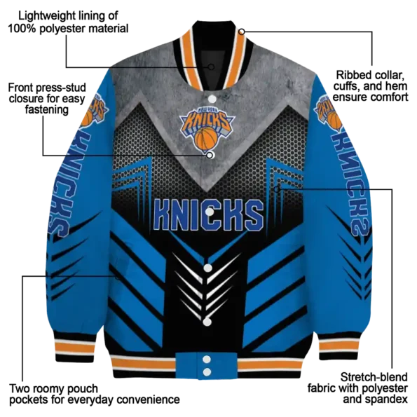 new york knicks arrow layer blue black varsity jacket new arrival.webp