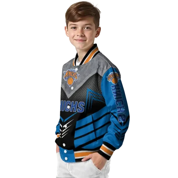 new york knicks arrow layer blue black varsity jacket trendy.webp