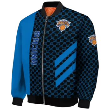 new york knicks triple side stripes blue black bomber jacket best selling