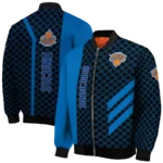 new york knicks triple side stripes blue black bomber jacket best selling