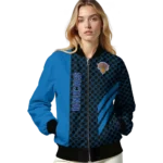 new york knicks triple side stripes blue black bomber jacket best selling
