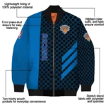 new york knicks triple side stripes blue black bomber jacket best selling