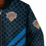 new york knicks triple side stripes blue black bomber jacket best selling