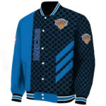 new york knicks triple side stripes blue black varsity jacket best selling.webp