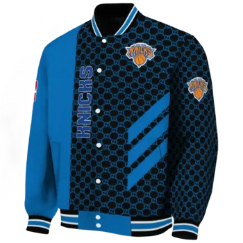 new york knicks triple side stripes blue black varsity jacket best selling.webp
