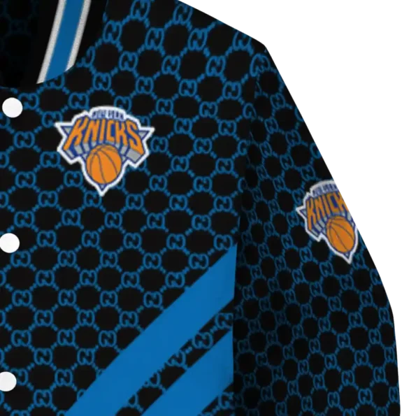 new york knicks triple side stripes blue black varsity jacket premium grade.webp