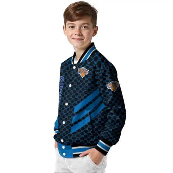 new york knicks triple side stripes blue black varsity jacket trendy.webp