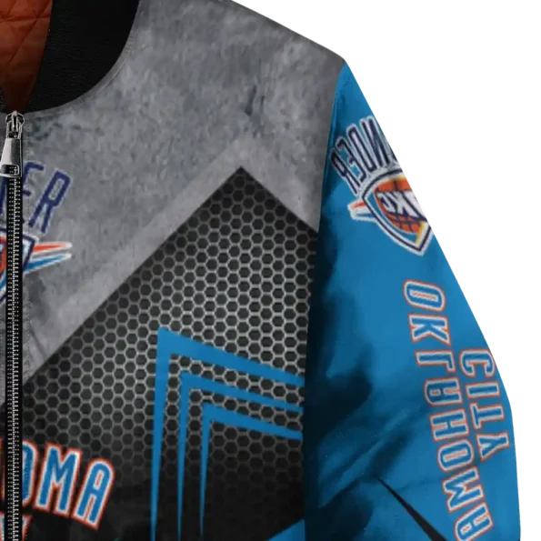 oklahoma city thunder arrow layer blue black bomber jacket premium grade