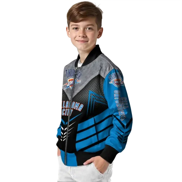 oklahoma city thunder arrow layer blue black bomber jacket trendy