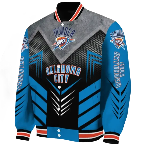 oklahoma city thunder arrow layer blue black varsity jacket best selling.webp