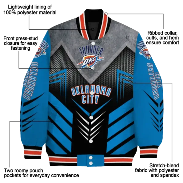 oklahoma city thunder arrow layer blue black varsity jacket new arrival.webp