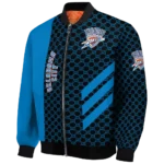 oklahoma city thunder triple side stripes blue black bomber jacket best selling