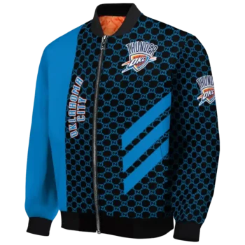 oklahoma city thunder triple side stripes blue black bomber jacket best selling