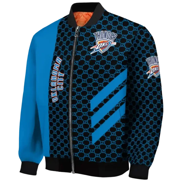 oklahoma city thunder triple side stripes blue black bomber jacket best selling