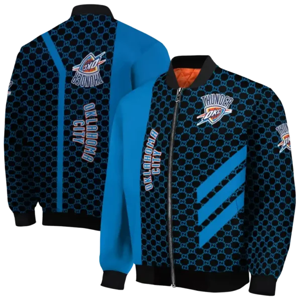 oklahoma city thunder triple side stripes blue black bomber jacket fashion forward