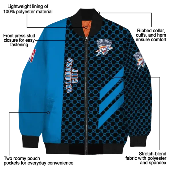 oklahoma city thunder triple side stripes blue black bomber jacket new arrival