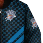 oklahoma city thunder triple side stripes blue black bomber jacket best selling