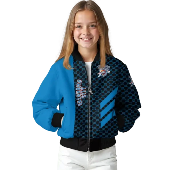oklahoma city thunder triple side stripes blue black bomber jacket top rated