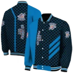 oklahoma city thunder triple side stripes blue black varsity jacket best selling.webp