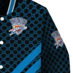 oklahoma city thunder triple side stripes blue black varsity jacket best selling.webp