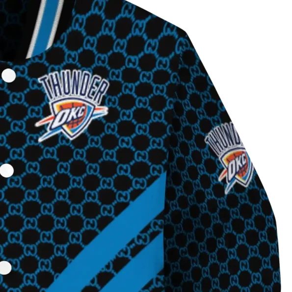 oklahoma city thunder triple side stripes blue black varsity jacket premium grade.webp