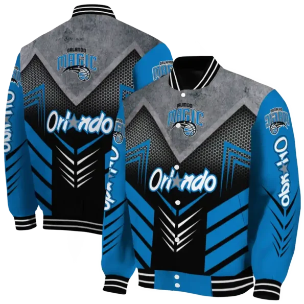 orlando magic arrow layer blue black varsity jacket fashion forward.webp