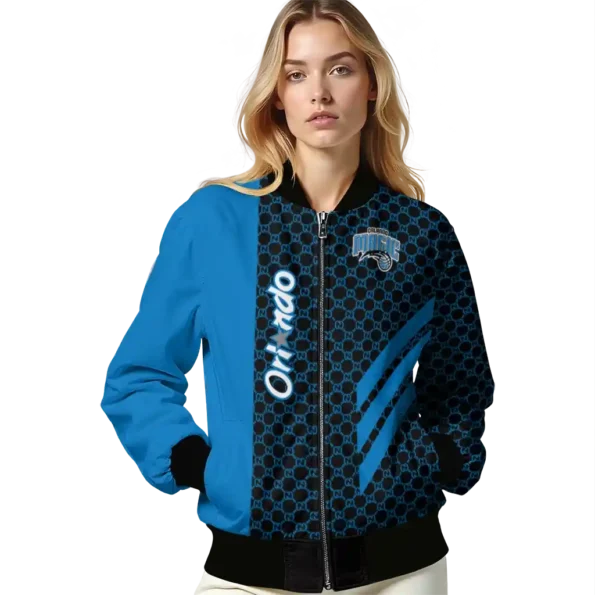 orlando magic triple side stripes blue black bomber jacket latest model
