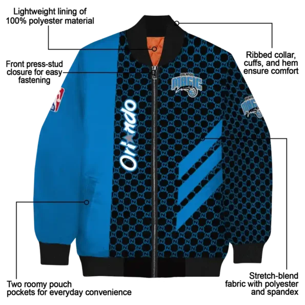 orlando magic triple side stripes blue black bomber jacket new arrival
