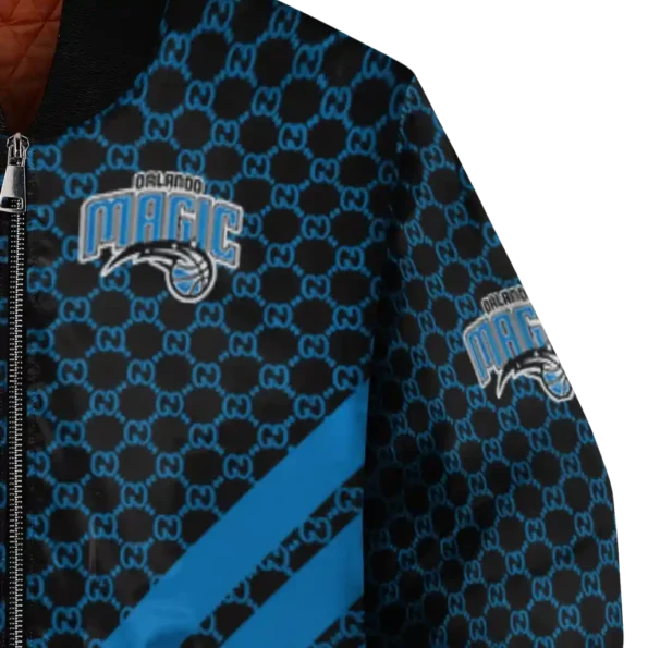 orlando magic triple side stripes blue black bomber jacket premium grade