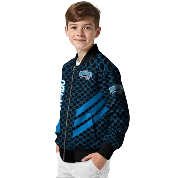 orlando magic triple side stripes blue black bomber jacket trendy
