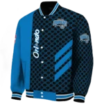orlando magic triple side stripes blue black varsity jacket best selling.webp