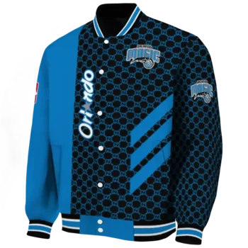 orlando magic triple side stripes blue black varsity jacket best selling.webp