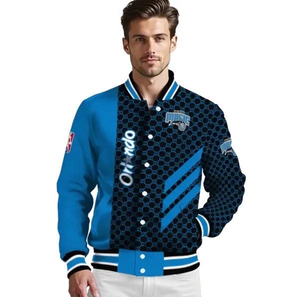 orlando magic triple side stripes blue black varsity jacket high quality.webp