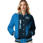 orlando magic triple side stripes blue black varsity jacket best selling.webp