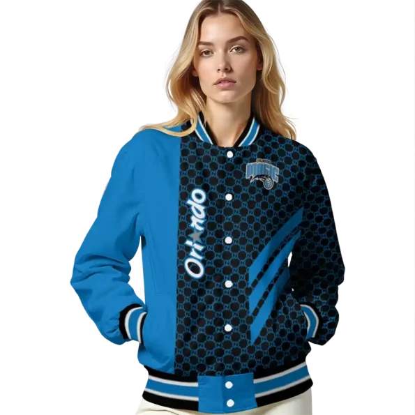 orlando magic triple side stripes blue black varsity jacket latest model.webp