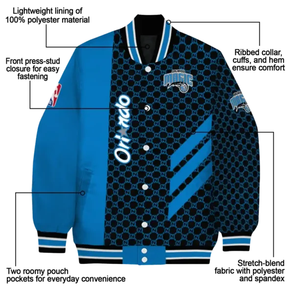 orlando magic triple side stripes blue black varsity jacket new arrival.webp