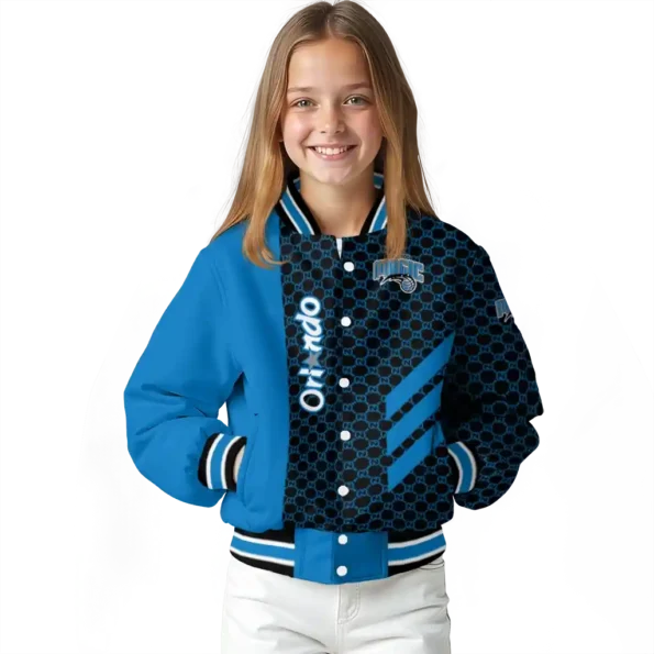 orlando magic triple side stripes blue black varsity jacket top rated.webp